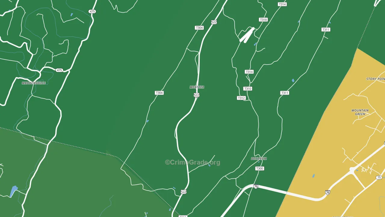 Burnt Cabins, PA Map of Vehicle Theft Rates