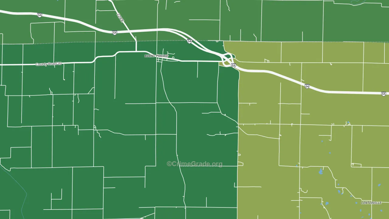 Burnt Prairie, IL Map of Vehicle Theft Rates