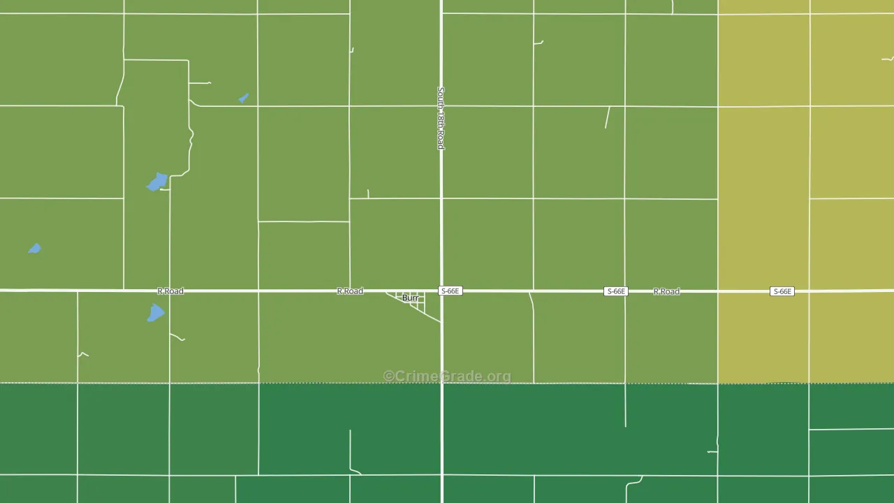 Burr, NE Map of Vehicle Theft Rates