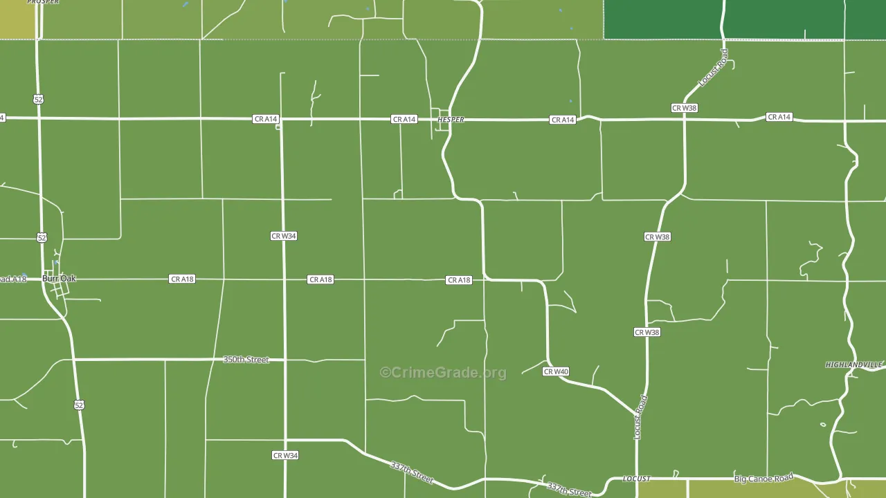 Burr Oak, IA Map of Vehicle Theft Rates