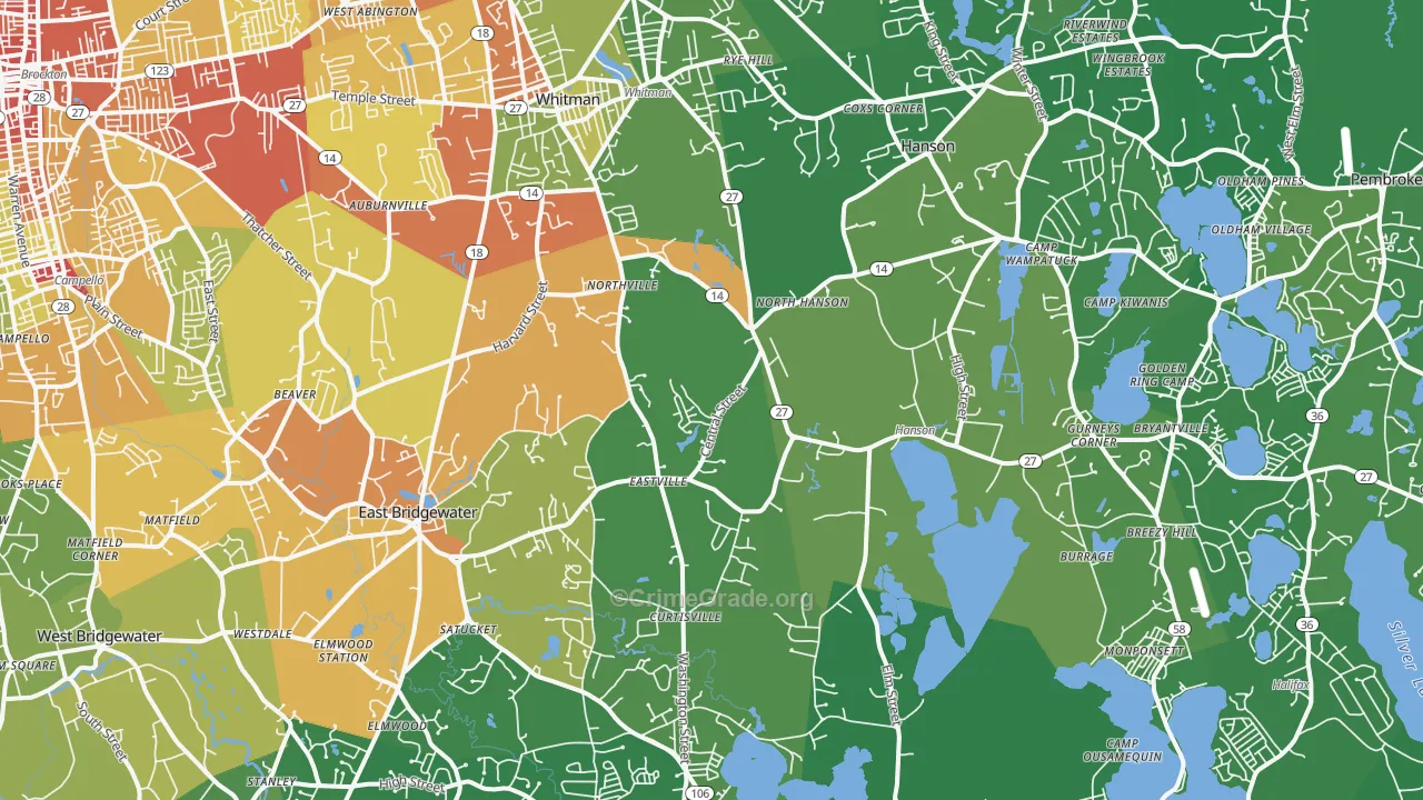 Burrage, Hanson, MA Map of Vehicle Theft Rates