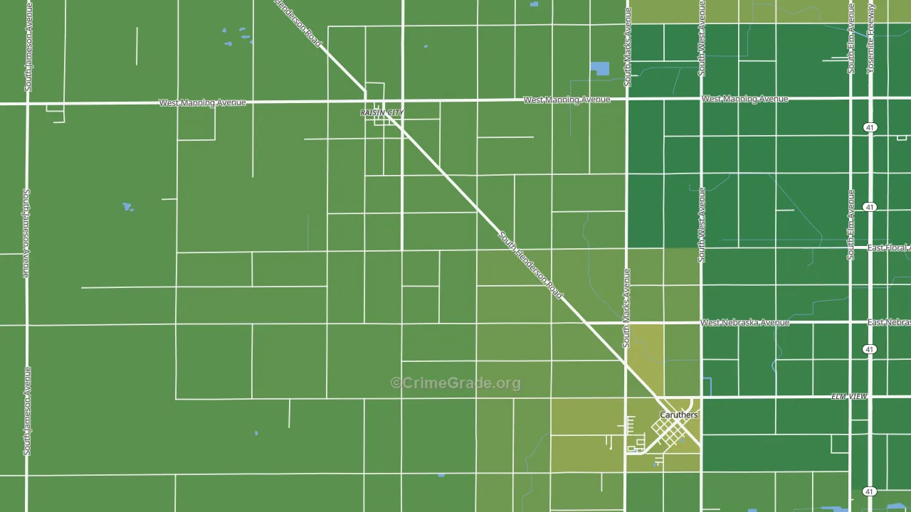 Burrel, CA Map of Vehicle Theft Rates
