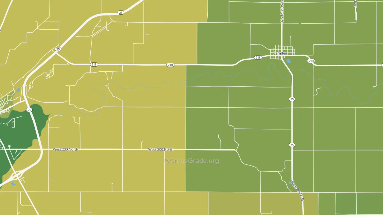Burrows, IN Map of Vehicle Theft Rates