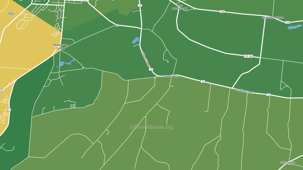 Burrs Mills, NY Map of Vehicle Theft Rates