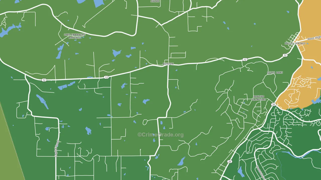 Burson, CA Map of Vehicle Theft Rates