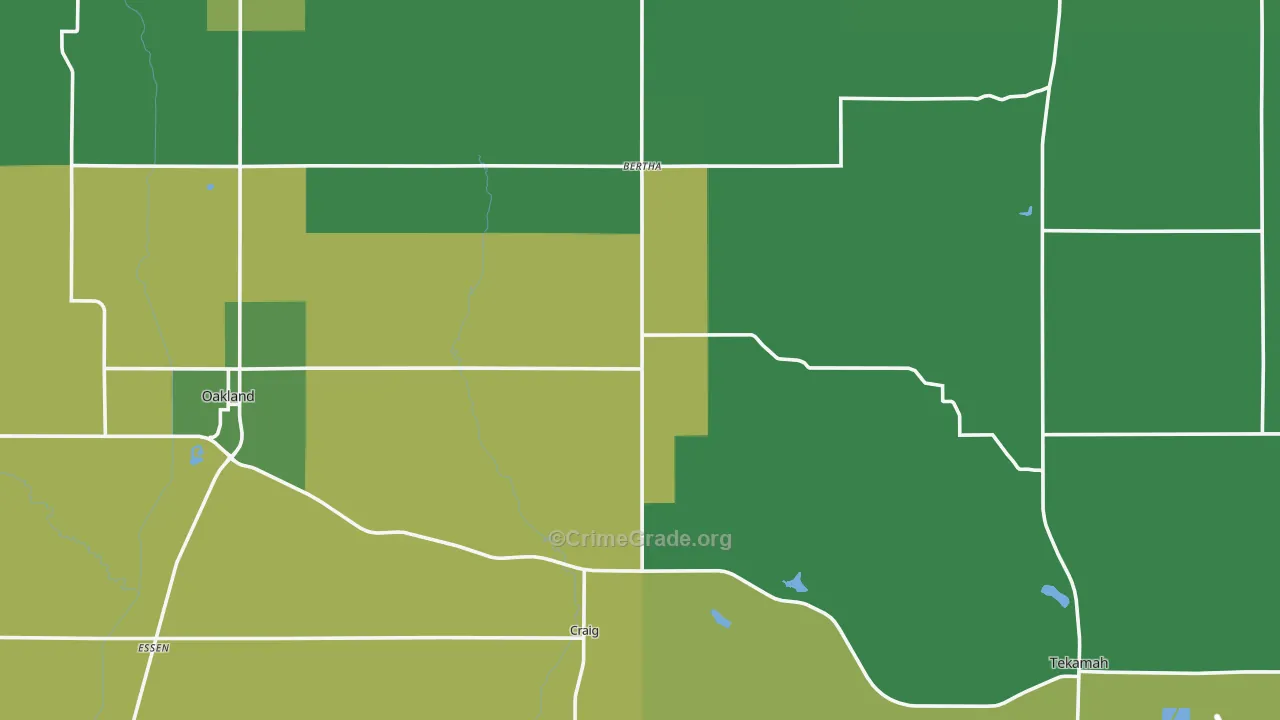 Burt County, NE Map of Vehicle Theft Rates