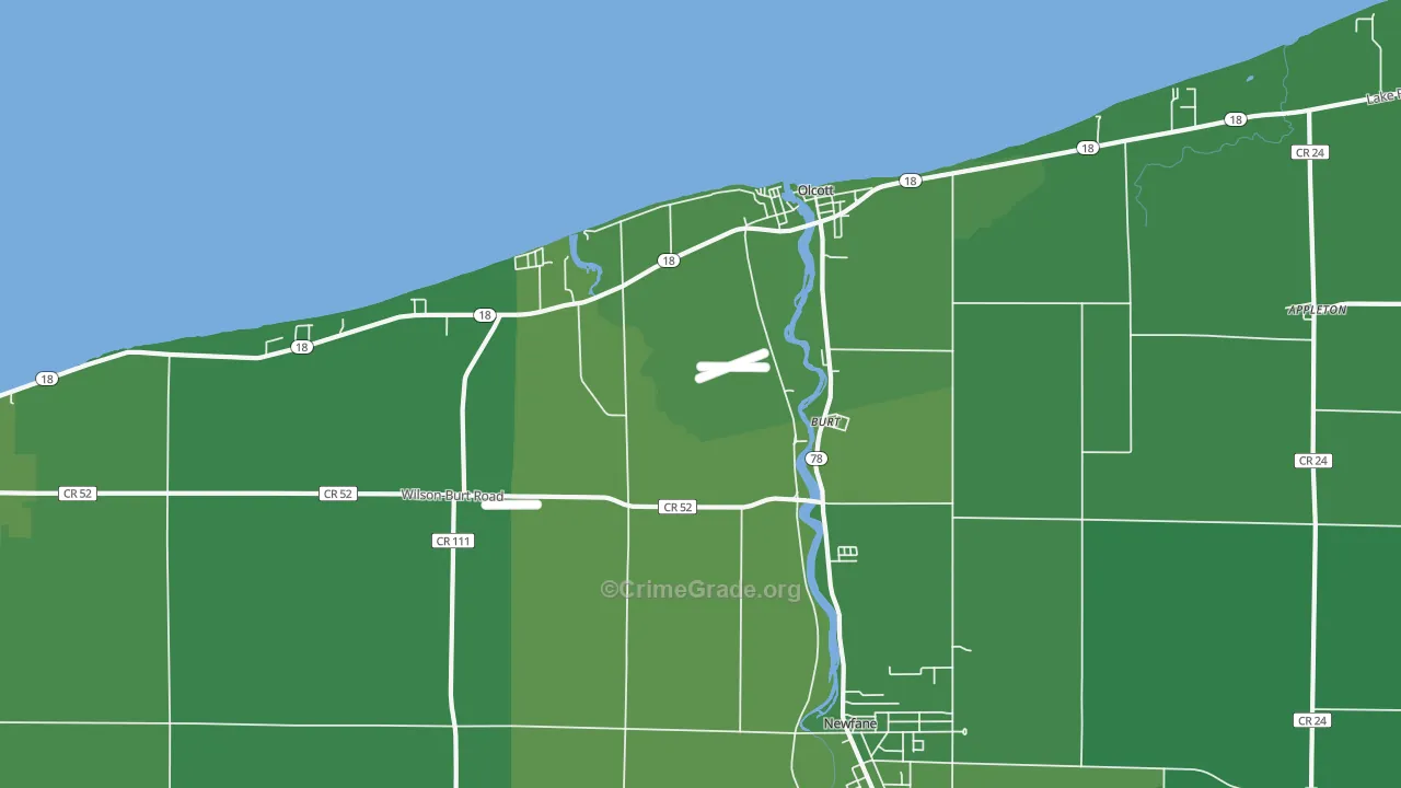 Burt, NY Map of Vehicle Theft Rates