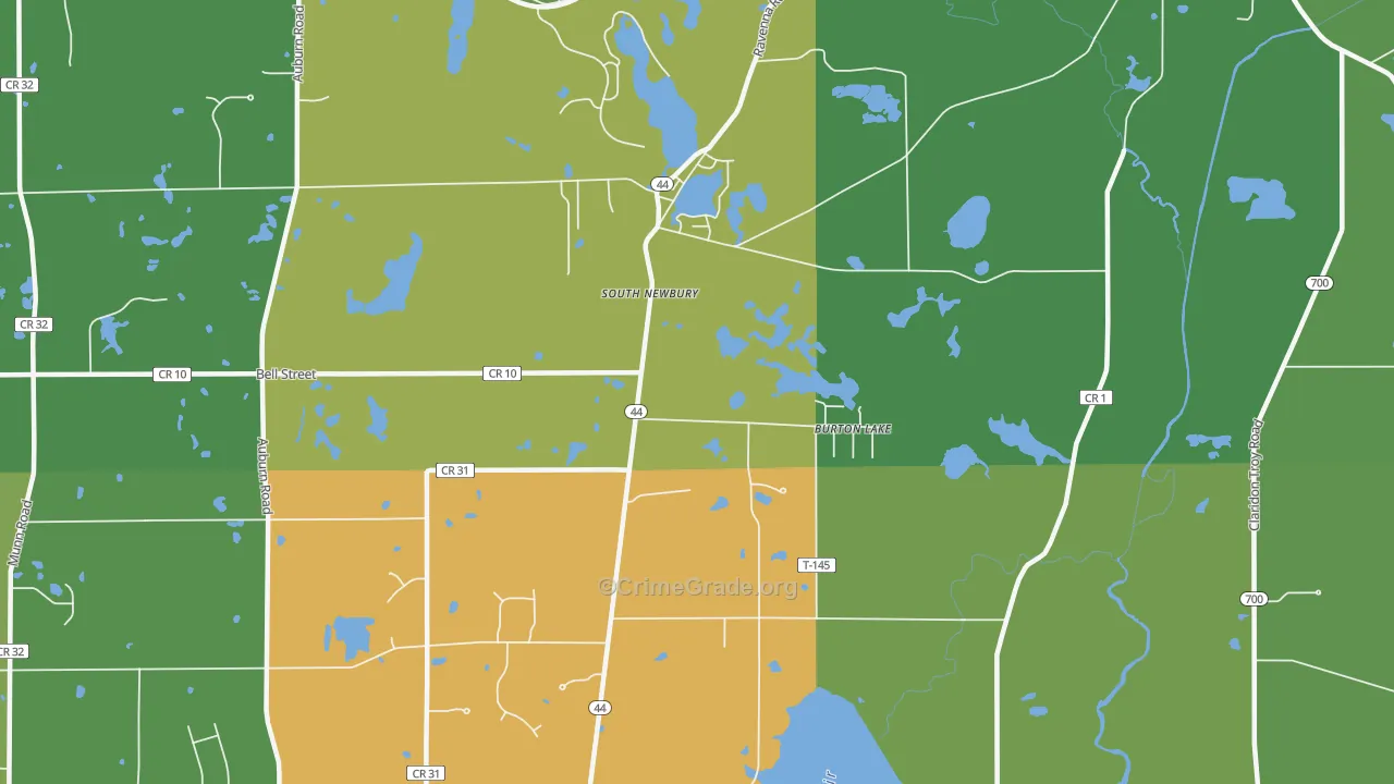 Burton Lake, OH Map of Vehicle Theft Rates