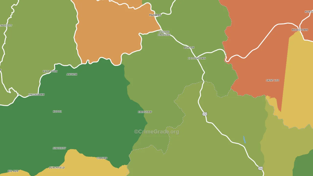 Burton, WV Map of Vehicle Theft Rates