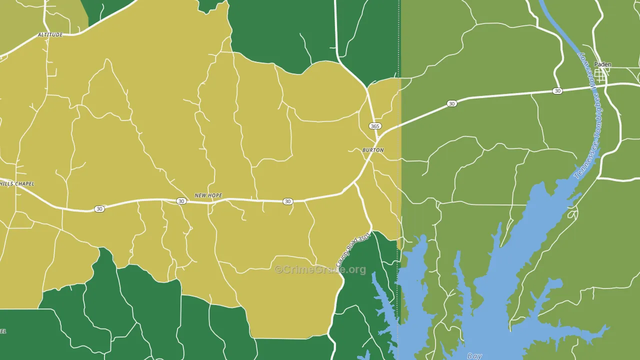 Burtons, MS Map of Vehicle Theft Rates