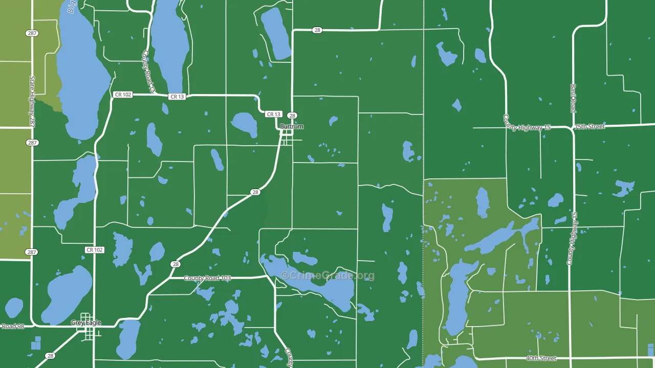 Burtrum, MN Map of Vehicle Theft Rates