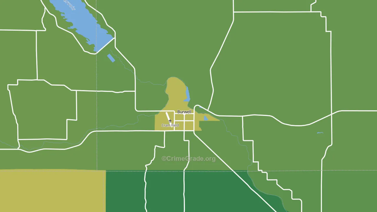 Burwell, NE Map of Vehicle Theft Rates