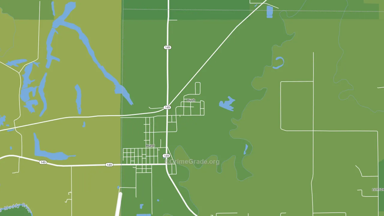 Bush, IL Map of Vehicle Theft Rates