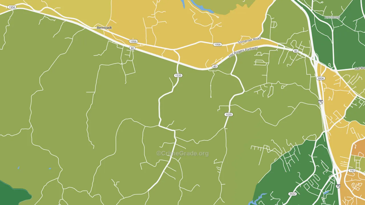 Bush, KY Map of Vehicle Theft Rates