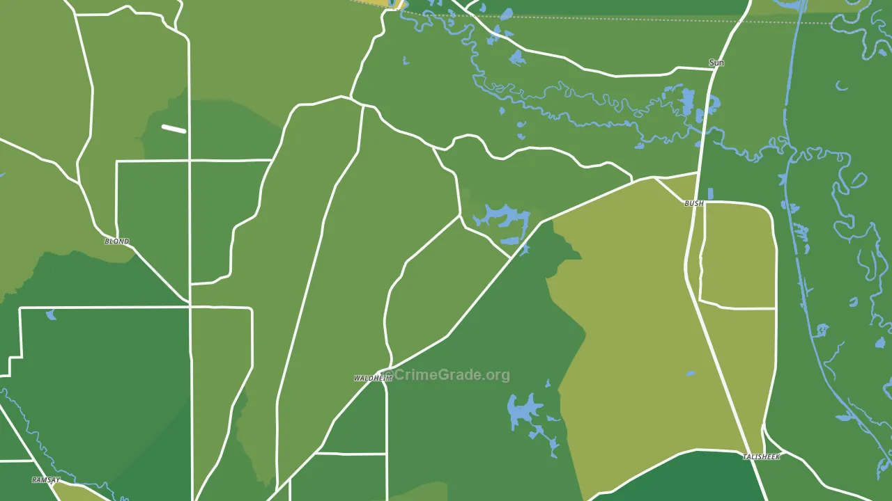 Bush, LA Map of Vehicle Theft Rates