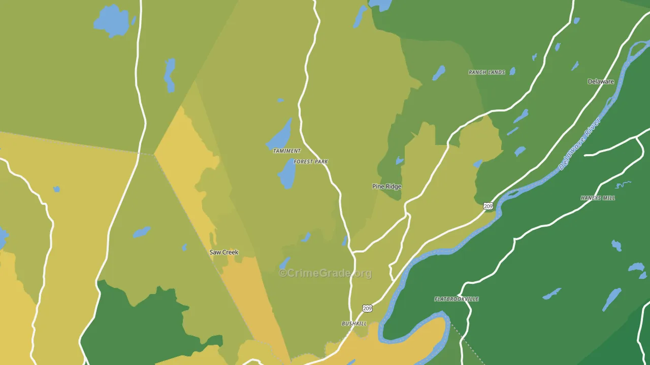 Bushkill, PA Map of Vehicle Theft Rates