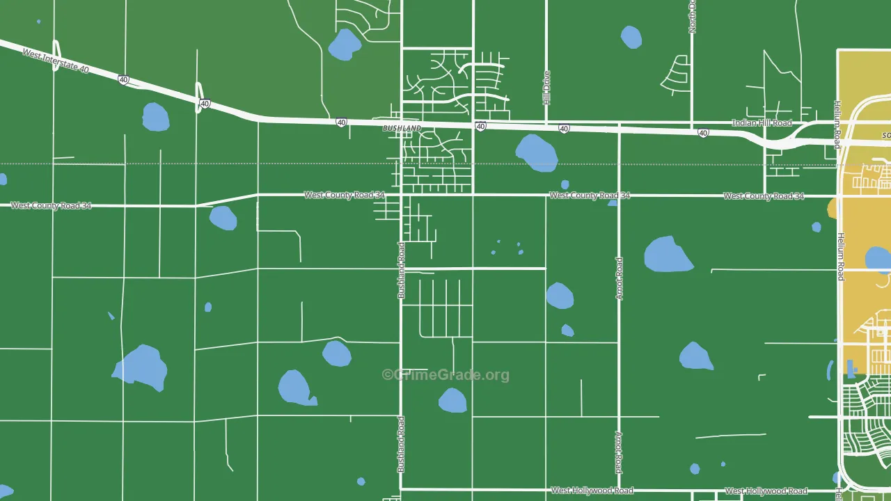 Bushland, TX Map of Vehicle Theft Rates