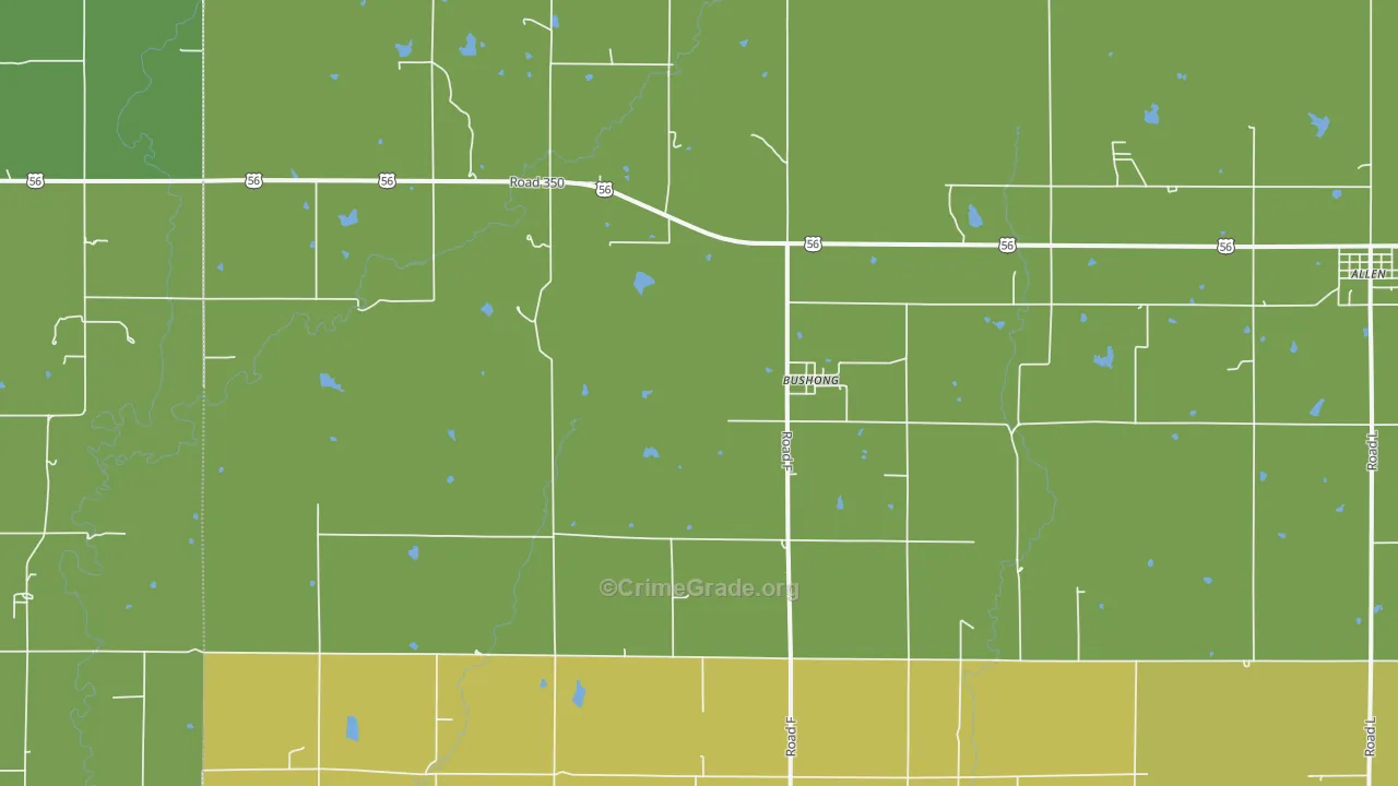 Bushong, KS Map of Vehicle Theft Rates