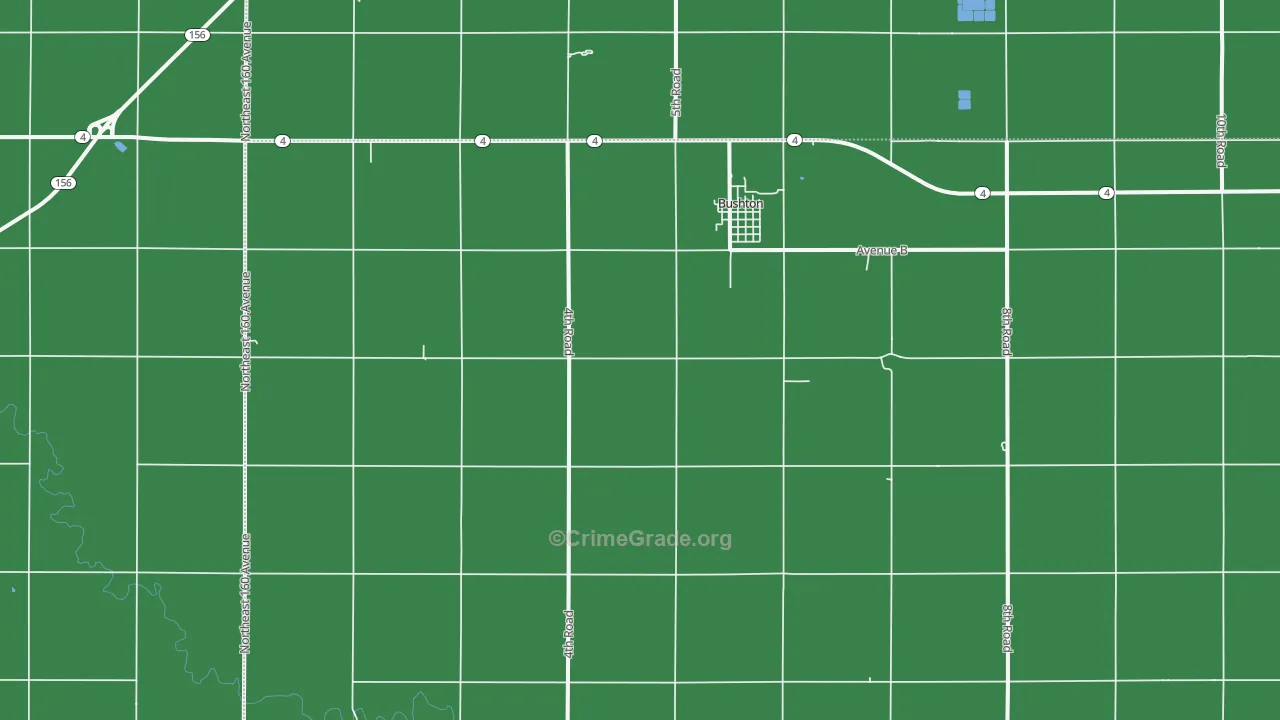Bushton, KS Map of Vehicle Theft Rates