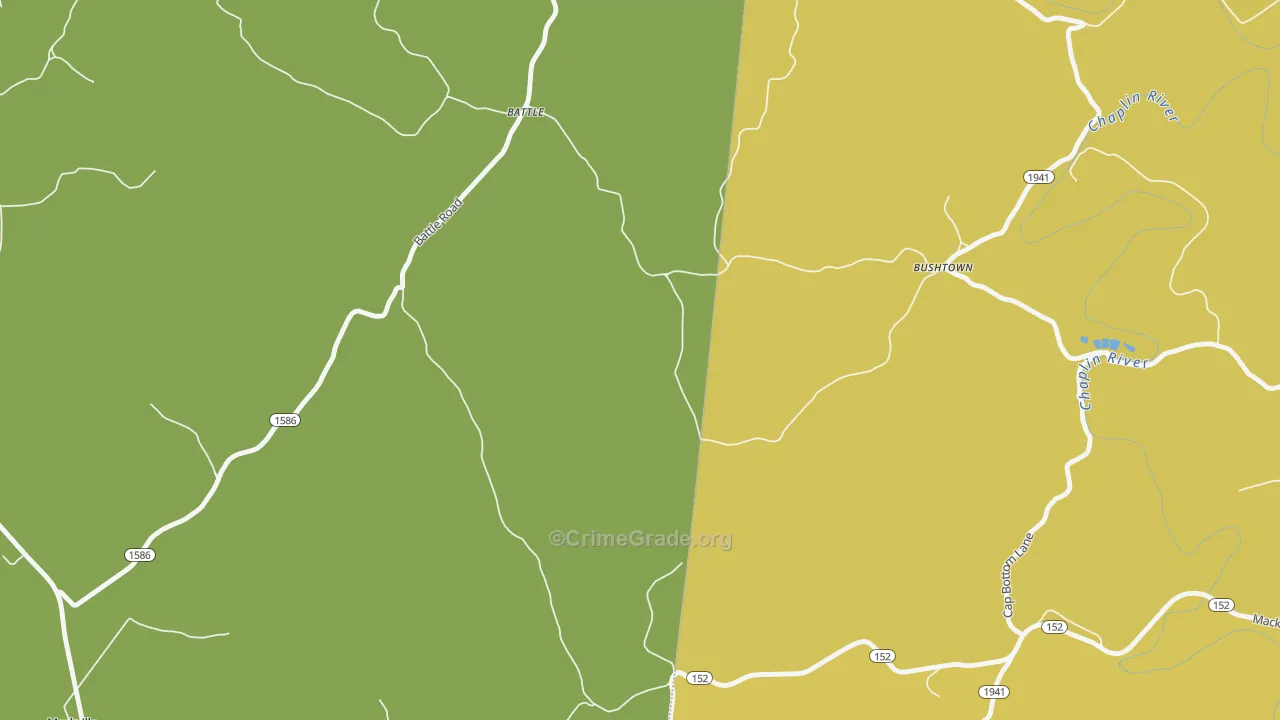 Bushtown, KY Map of Vehicle Theft Rates