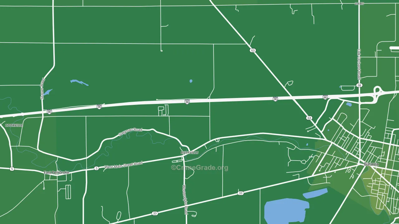 Bushville, NY Map of Vehicle Theft Rates