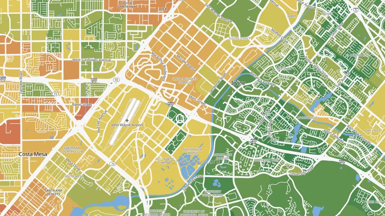 Business District, Irvine, CA Map of Vehicle Theft Rates