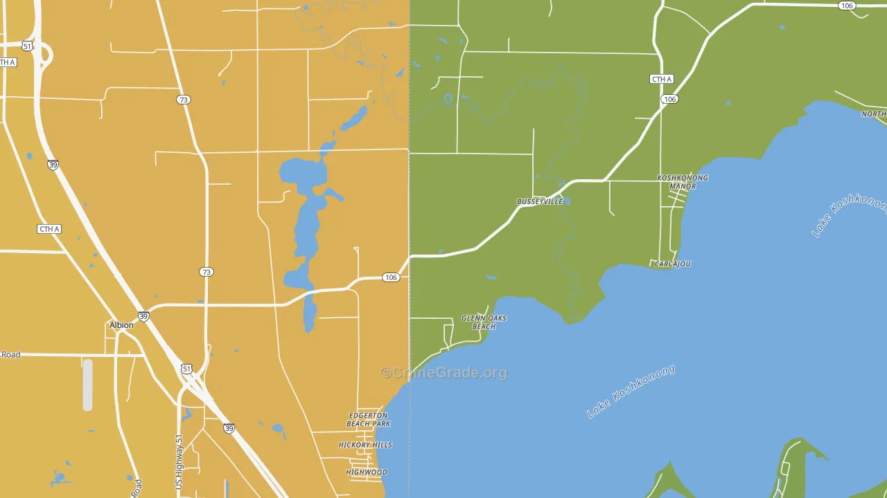 Busseyville, WI Map of Vehicle Theft Rates