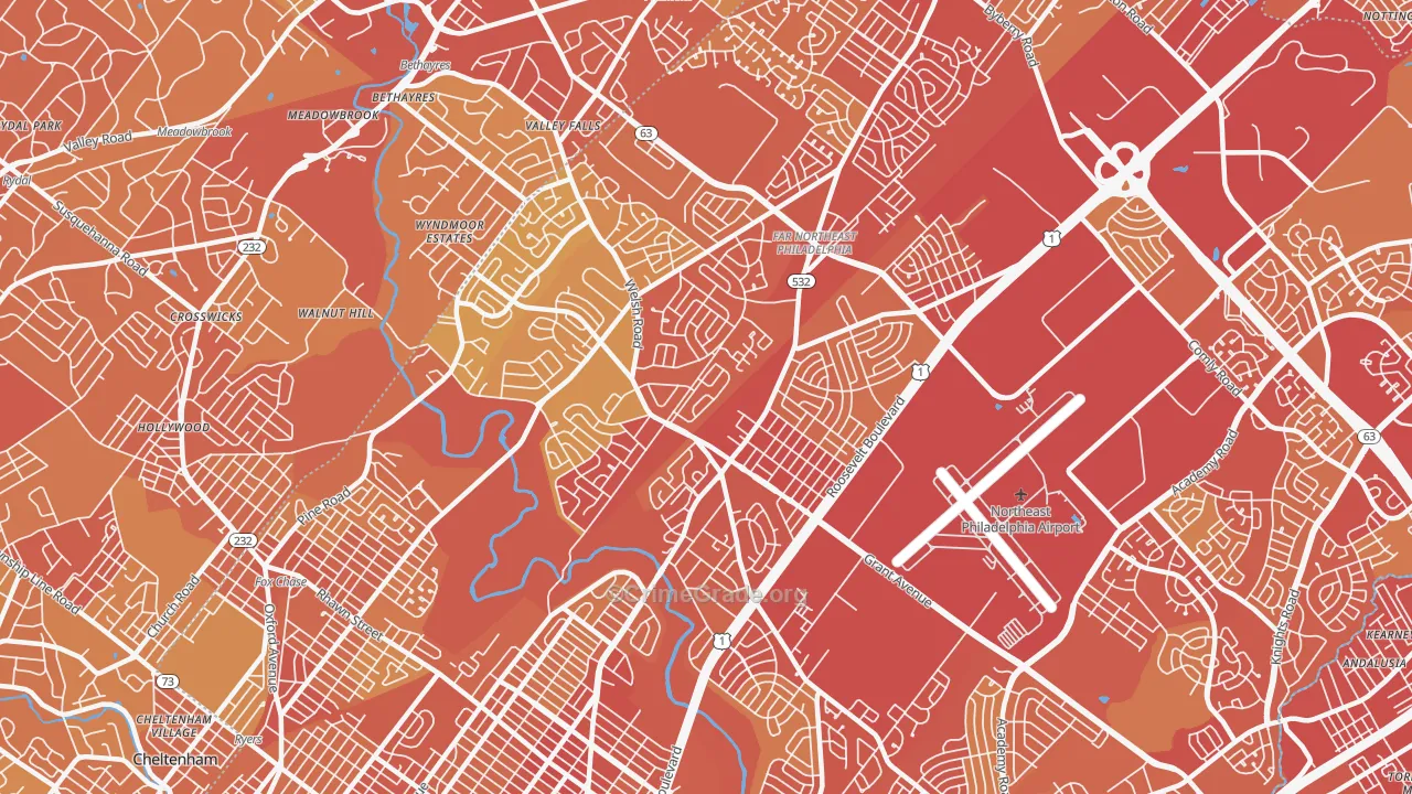 Bustleton, Philadelphia, PA Map of Vehicle Theft Rates
