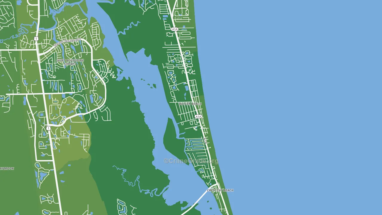 Butler Beach, FL Map of Vehicle Theft Rates