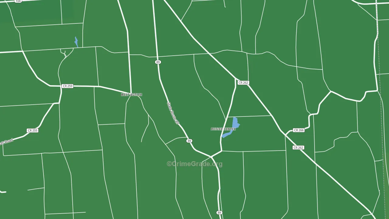 Butler Center, NY Map of Vehicle Theft Rates