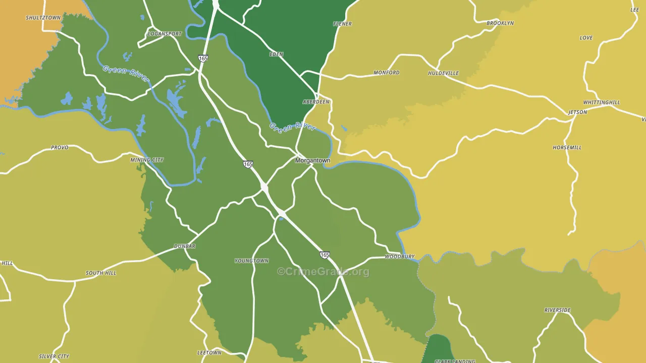 Butler County, KY Map of Vehicle Theft Rates