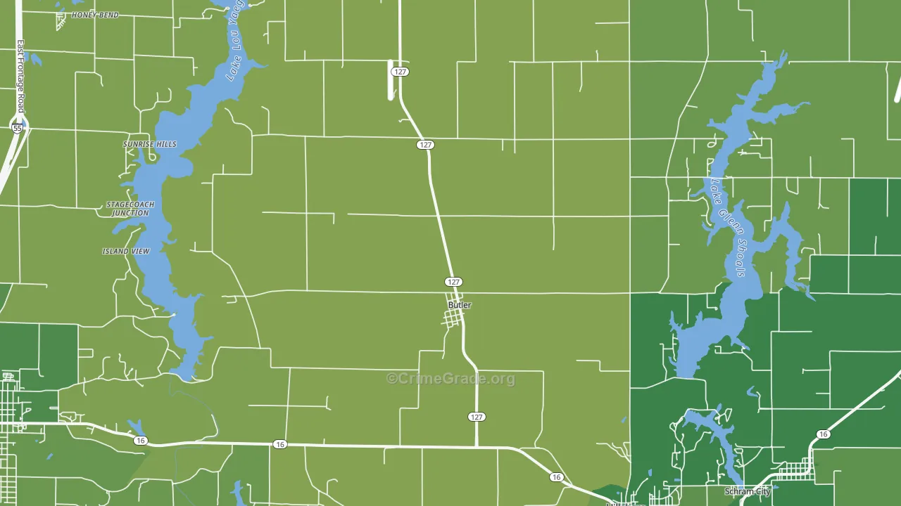 Butler, IL Map of Vehicle Theft Rates