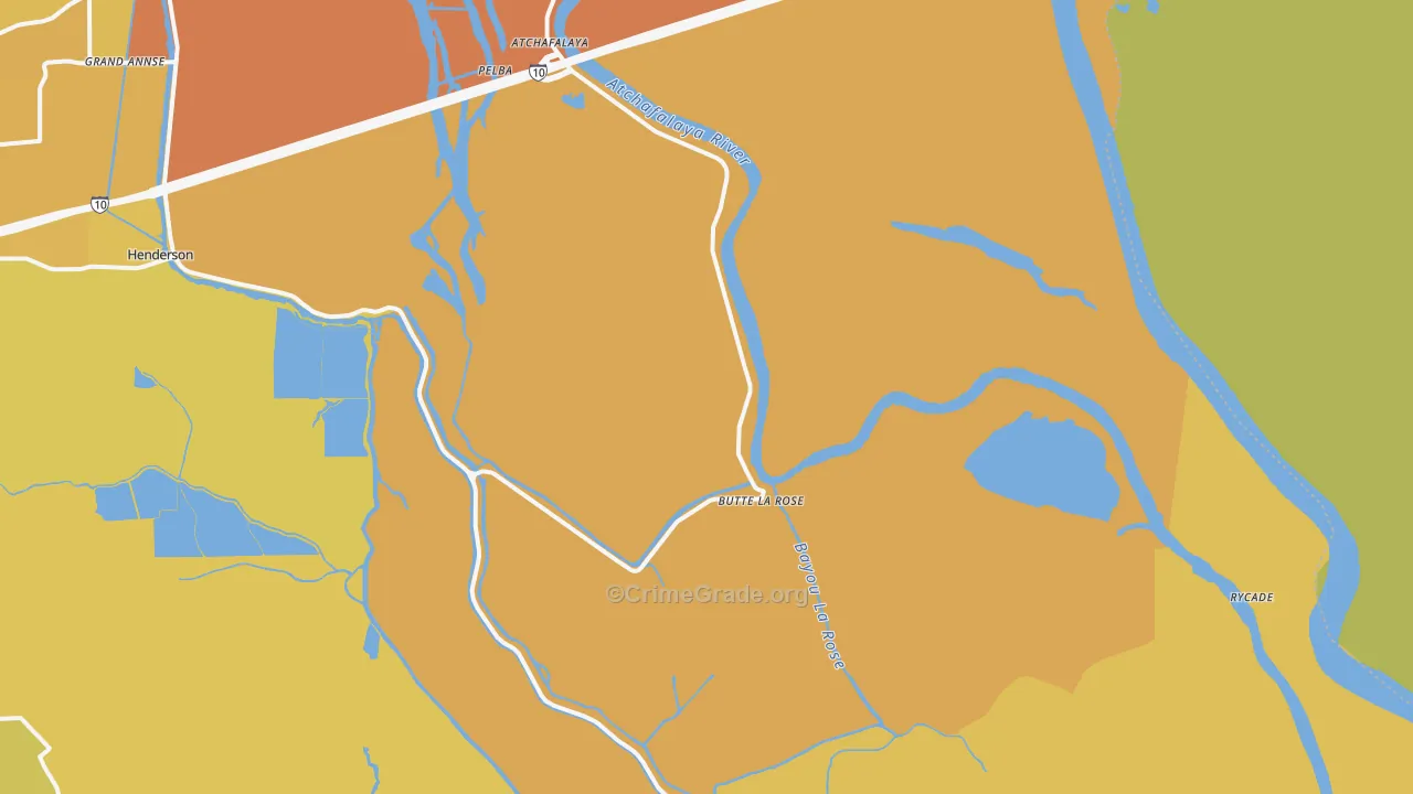 Butte La Rose, LA Map of Vehicle Theft Rates