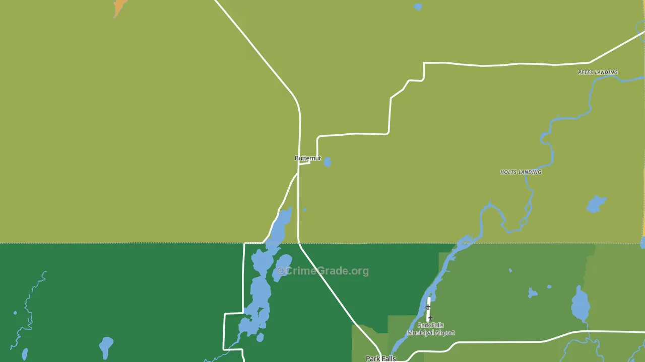 Butternut, WI Map of Vehicle Theft Rates