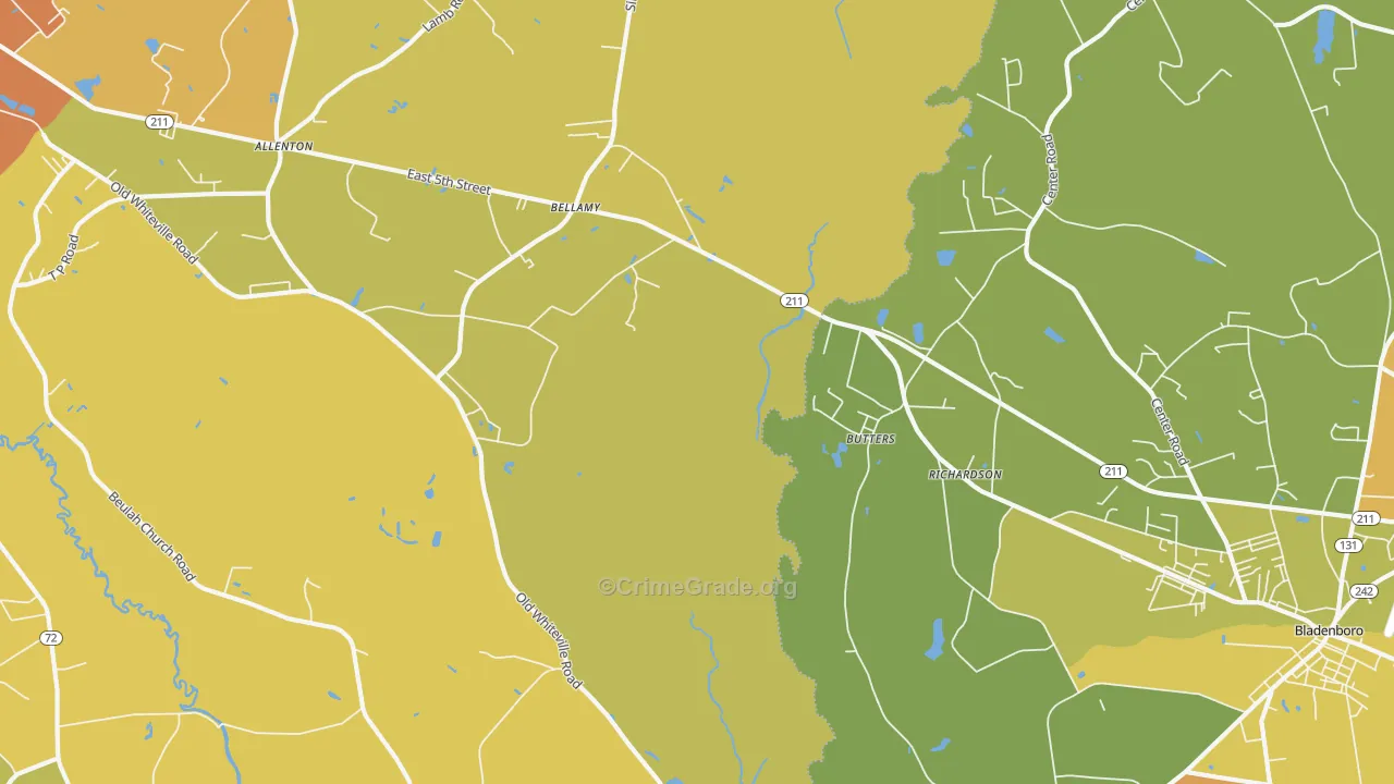 Butters, NC Map of Vehicle Theft Rates
