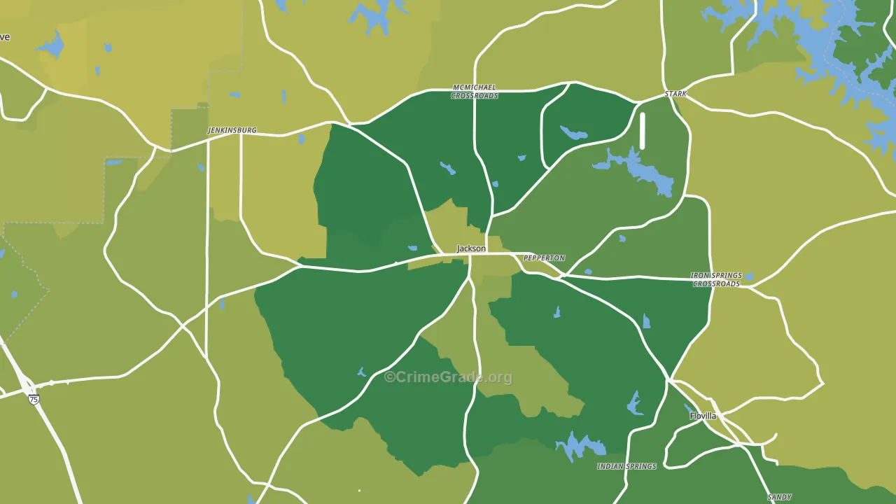 Butts County, GA Map of Vehicle Theft Rates
