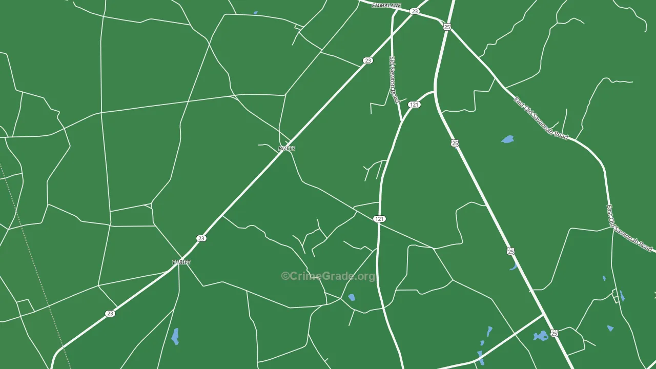 Butts, GA Map of Vehicle Theft Rates