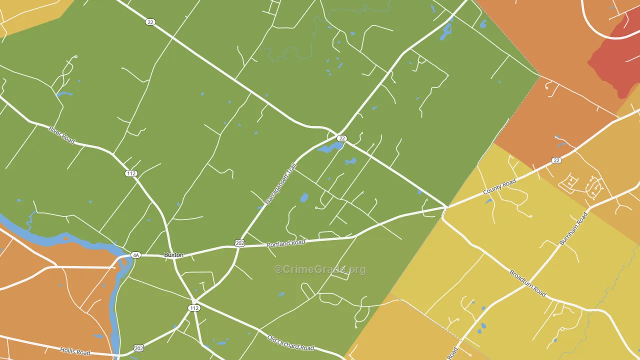 Buxton, ME Map of Vehicle Theft Rates