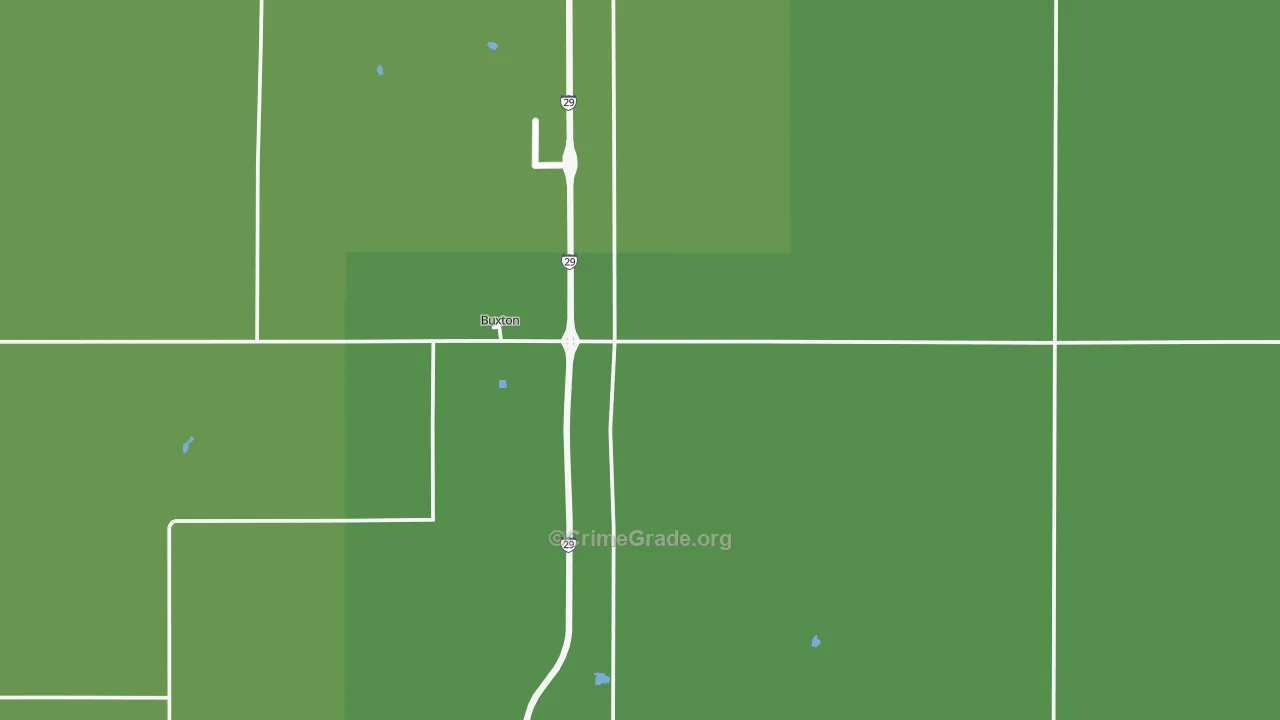 Buxton, ND Map of Vehicle Theft Rates