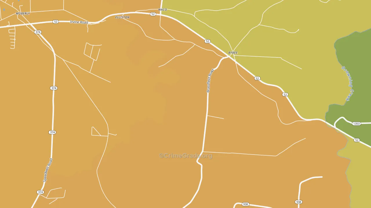 Bybee, KY Map of Vehicle Theft Rates