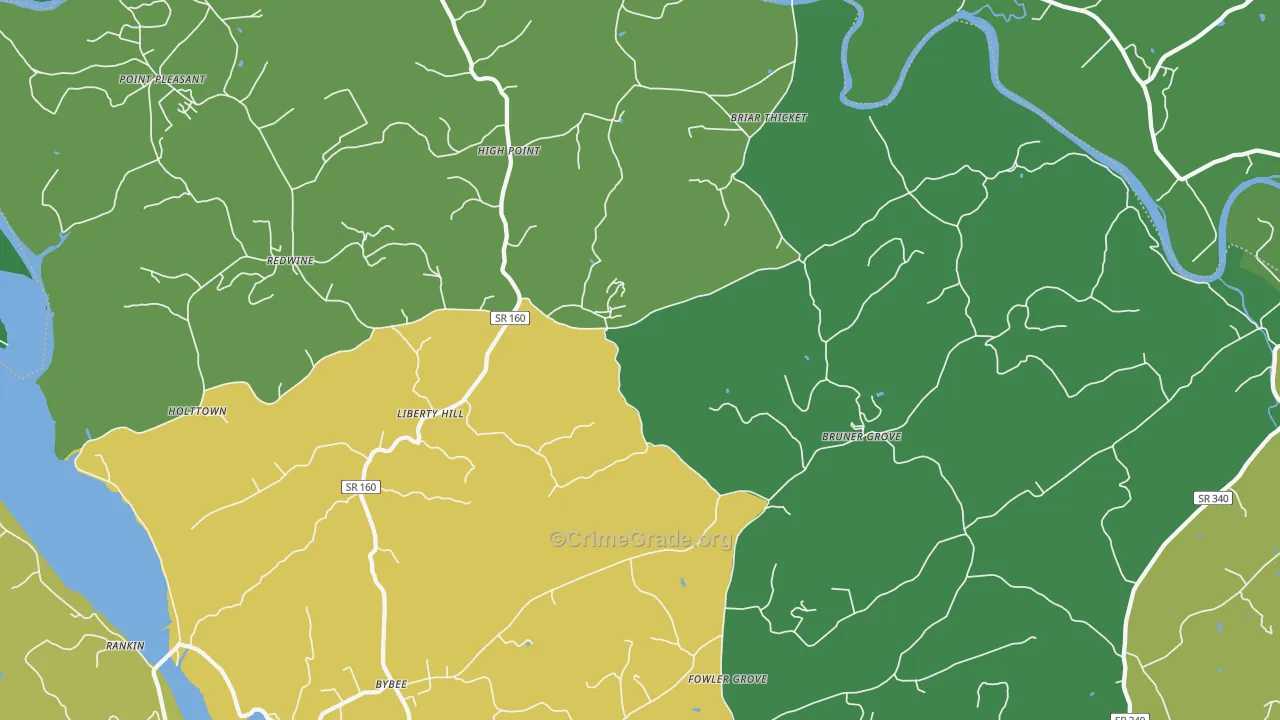 Bybee, TN Map of Vehicle Theft Rates
