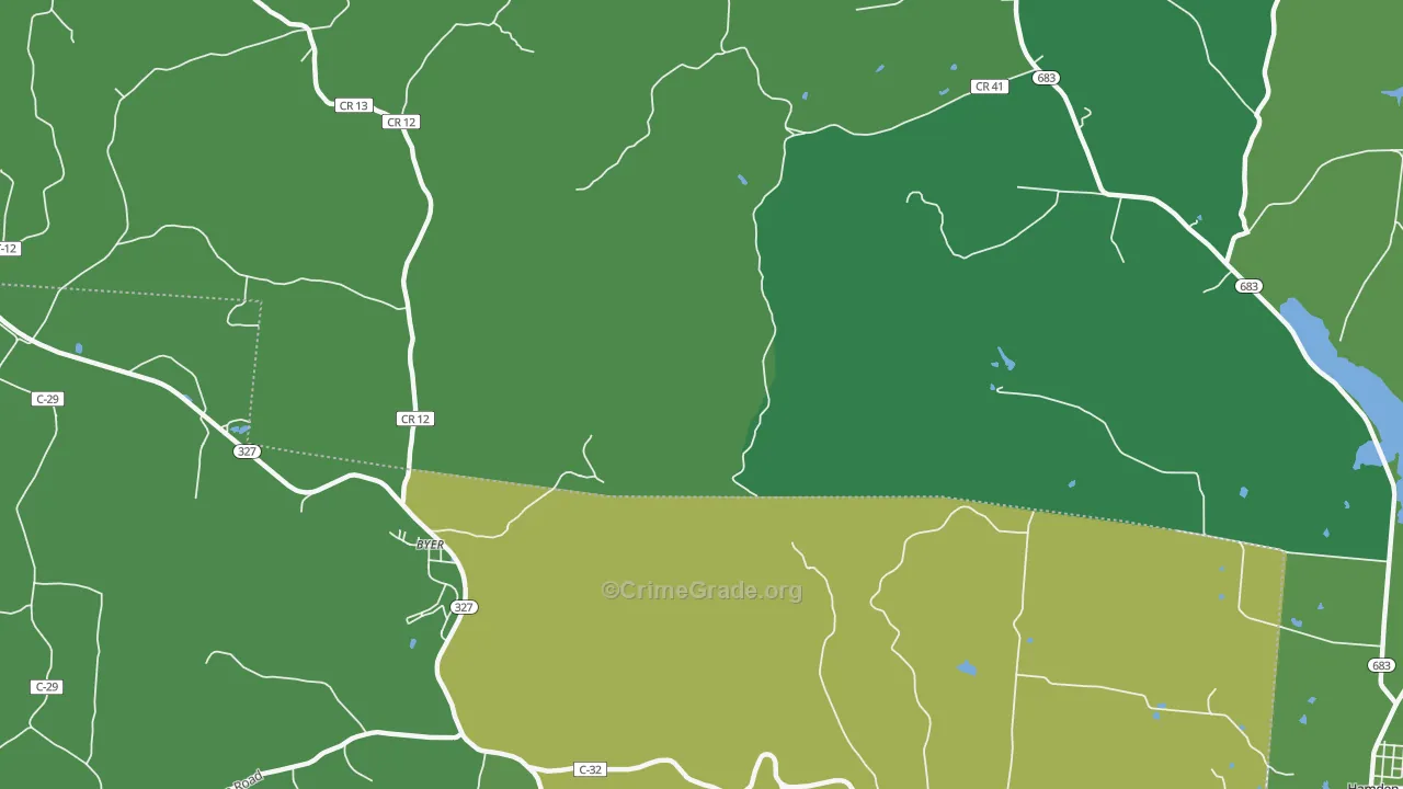 Byer, OH Map of Vehicle Theft Rates