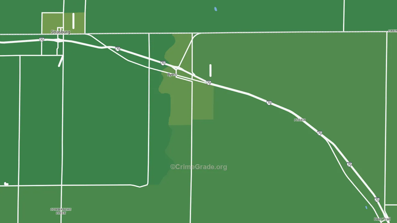 Byers, CO Map of Vehicle Theft Rates
