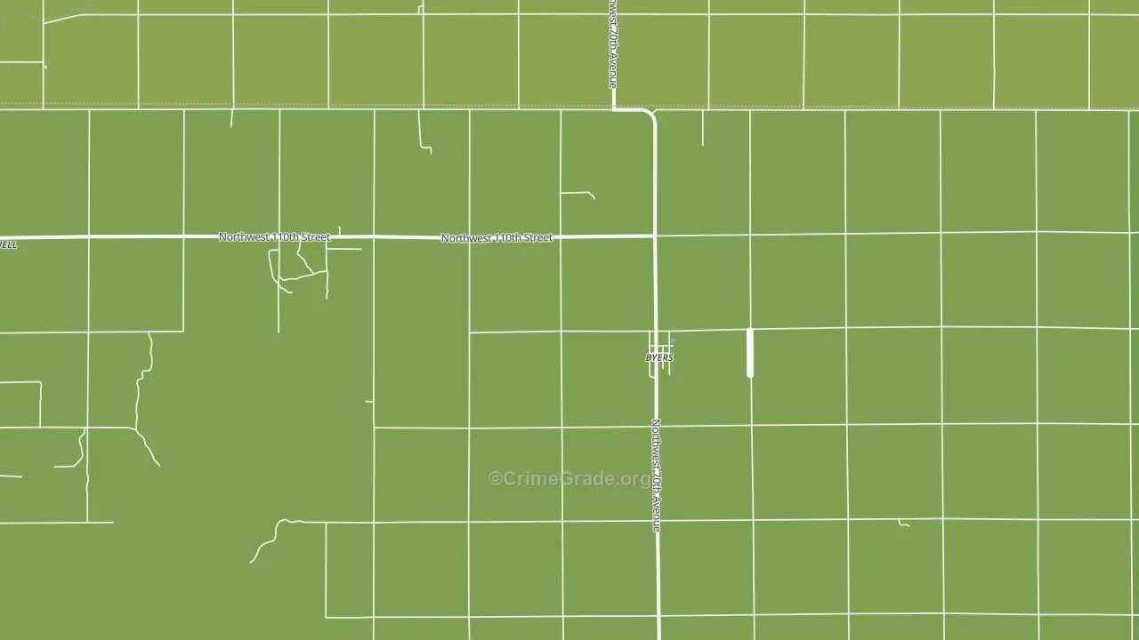 Byers, KS Map of Vehicle Theft Rates