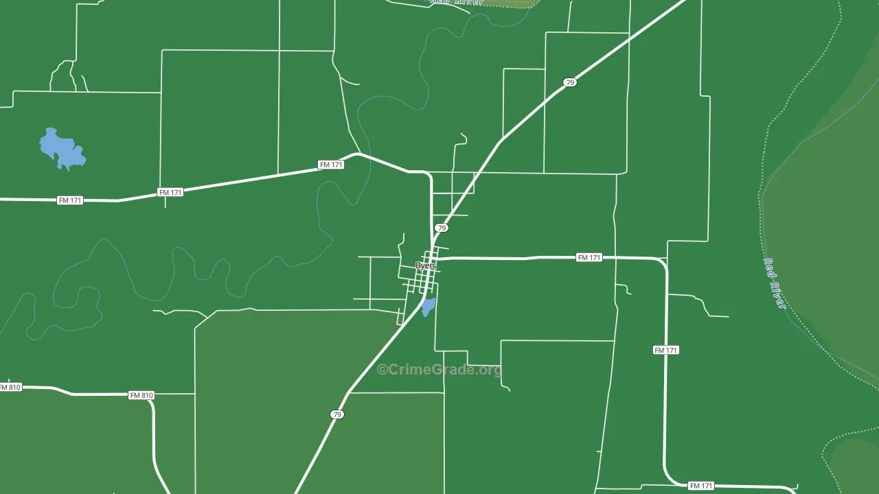 Byers, TX Map of Vehicle Theft Rates