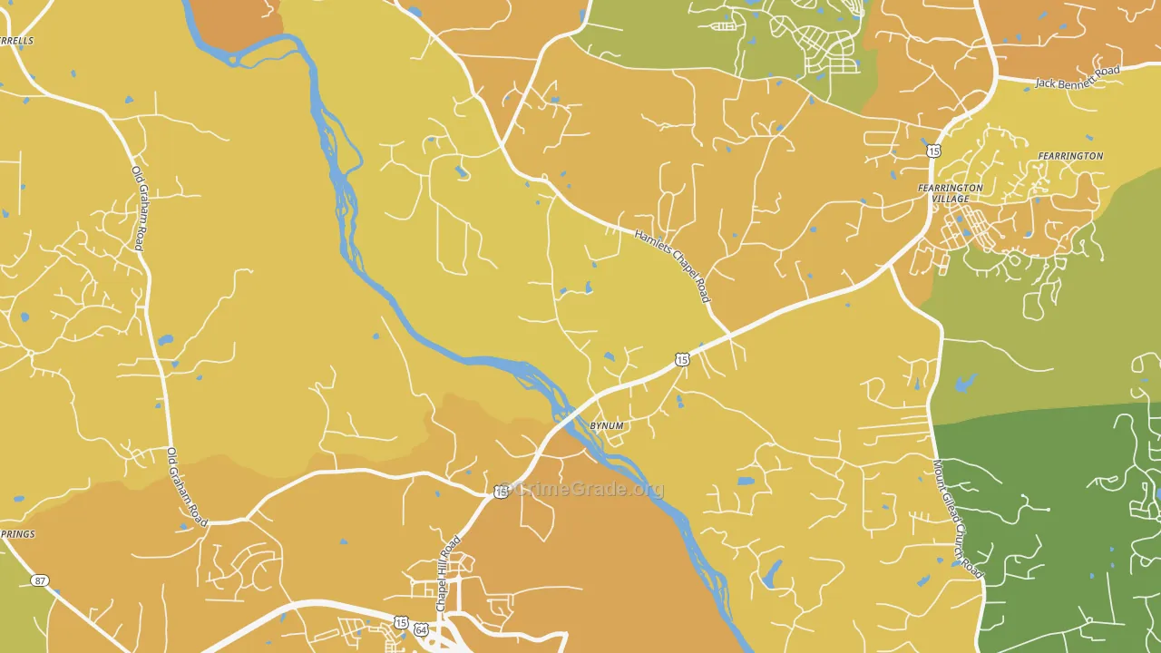Bynum, NC Map of Vehicle Theft Rates