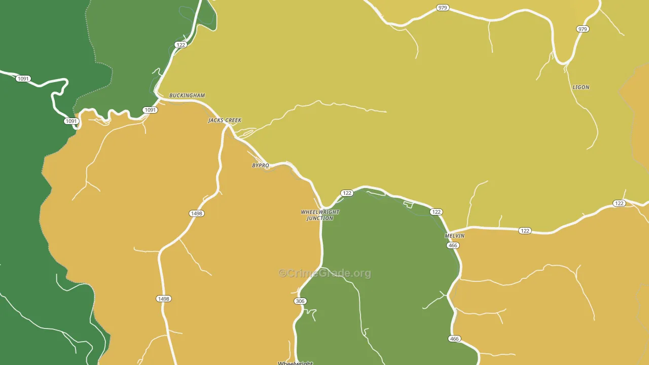 Bypro, KY Map of Vehicle Theft Rates