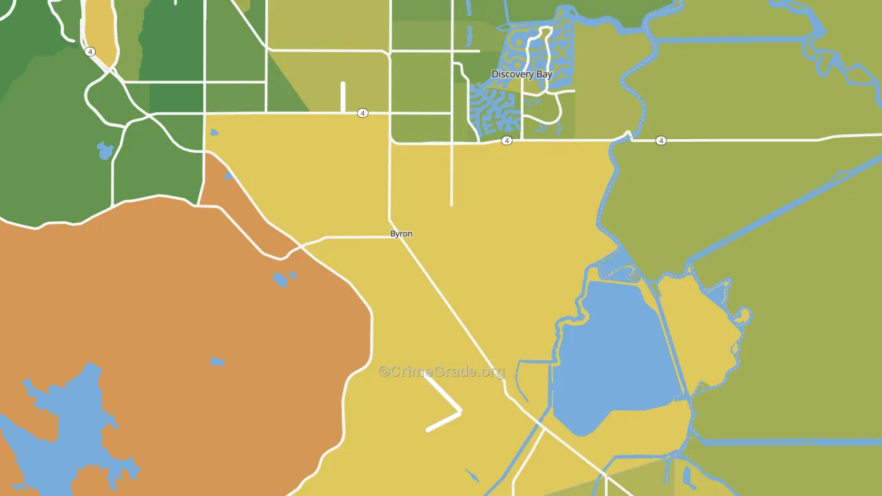 Byron, CA Map of Vehicle Theft Rates