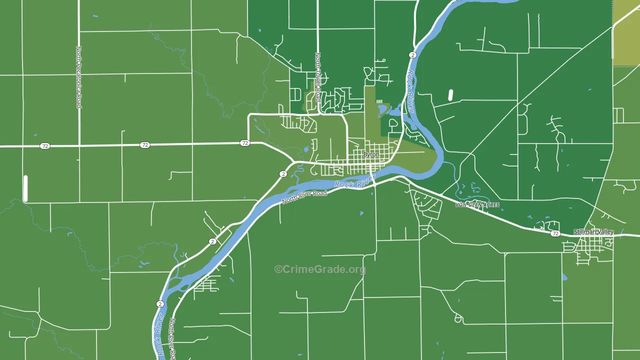 Byron, IL Map of Vehicle Theft Rates
