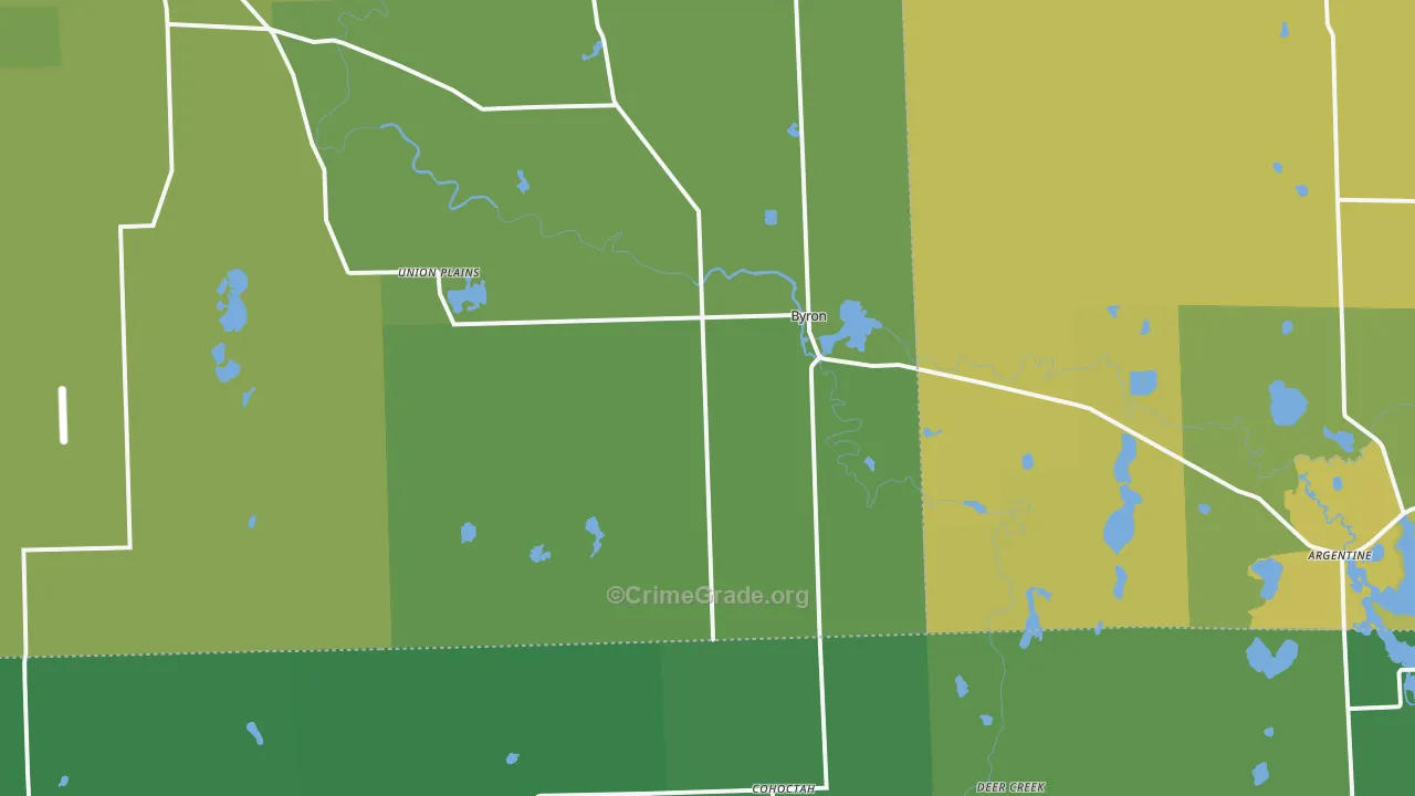 Byron, MI Map of Vehicle Theft Rates